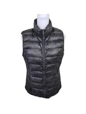 32 Degrees Heat Puffer Vest Dark Green Camo Pattern Packable Women's Size M